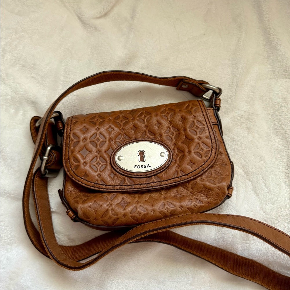Fossil Brown Leather Crossbody Bag